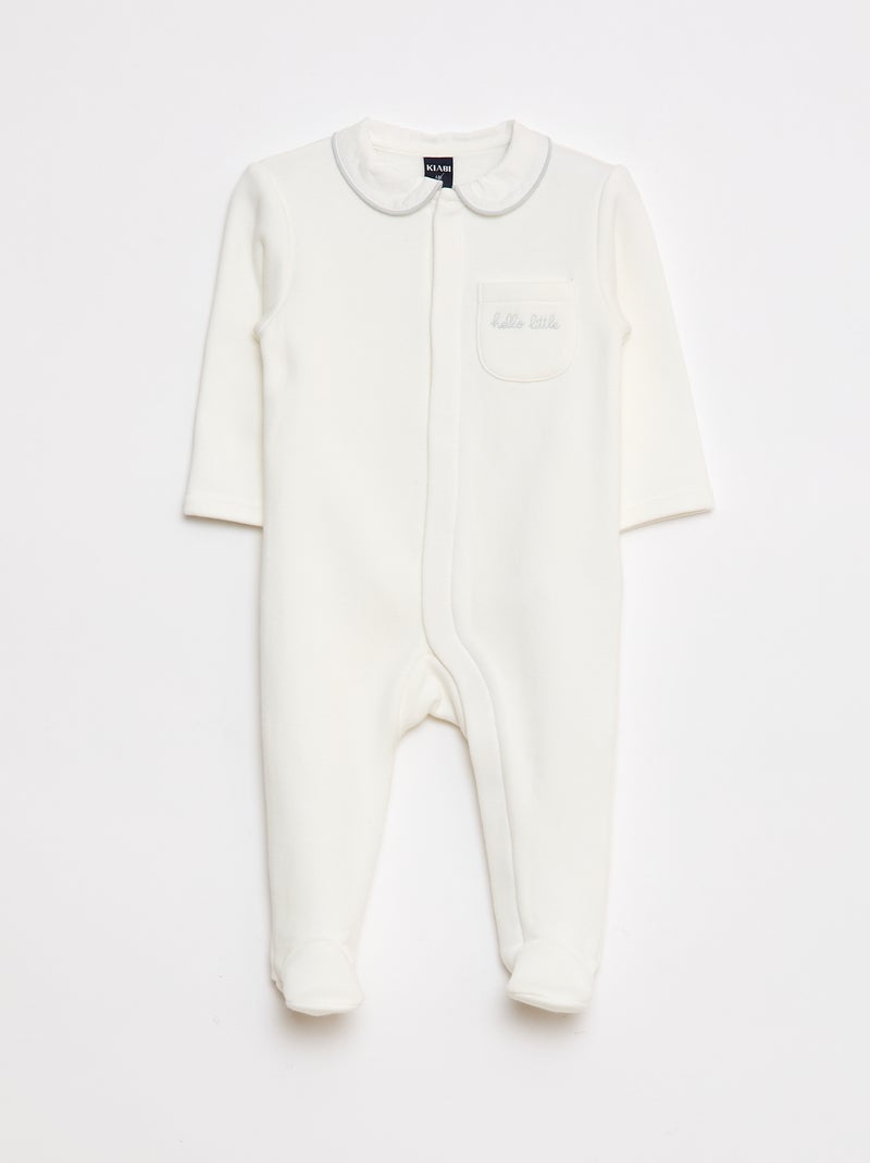 Lange en warme pyjama met Peter Pan-kraagje Wit - Kiabi
