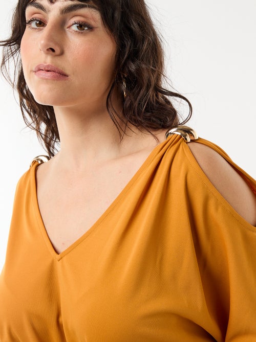 Lange feestjurk met korte mouwen - Kiabi