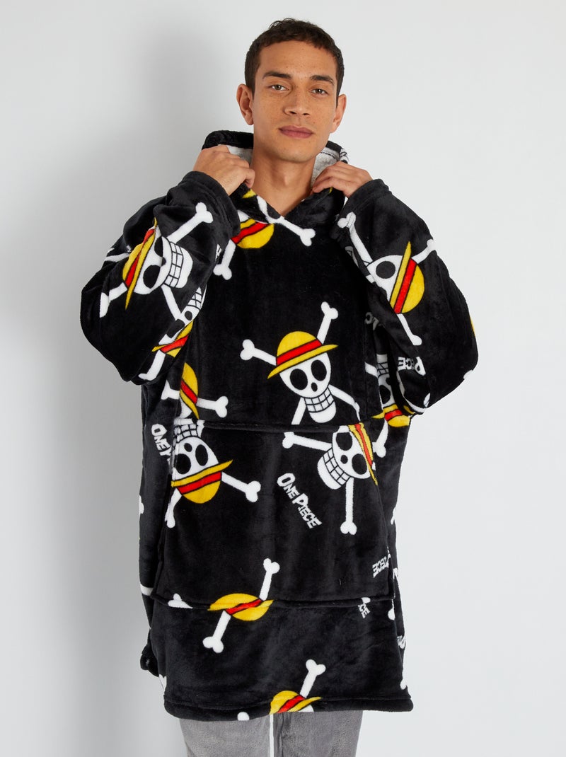 Lange fleece poncho 'One Piece' zwart - Kiabi