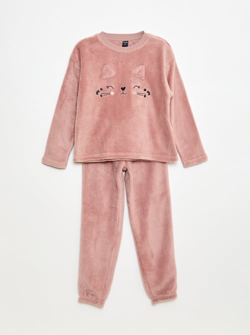 Lange fleece pyjama - Sweater + broek - 2-delig - Kiabi