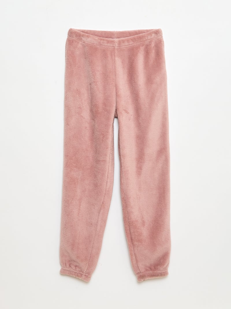 Lange fleece pyjama - Sweater + broek - 2-delig Rose - Kiabi