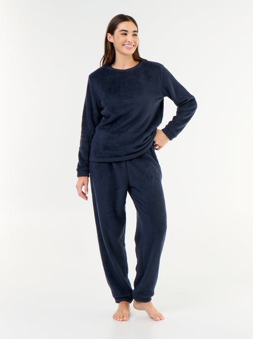 Lange fleece pyjama T-shirt + broek - 2-delig - Kiabi Lange fleece pyjama T-shirt + broek - 2-delig - Kiabi