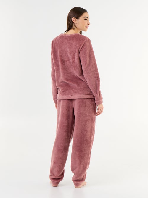Lange fleece pyjama T-shirt + broek - 2-delig - Kiabi Lange fleece pyjama T-shirt + broek - 2-delig - Kiabi
