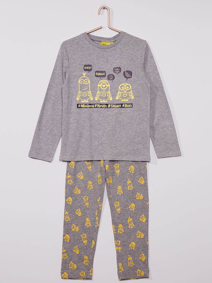 Lange fosforescerende pyjama 'The Minions' grijs - Kiabi