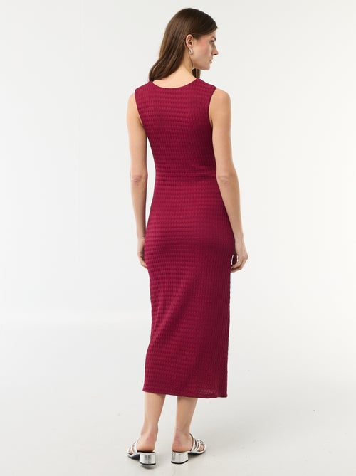 Lange gedrapeerde en gewafelde jurk - Kiabi