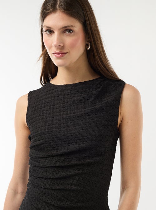 Lange gedrapeerde en gewafelde jurk - Kiabi