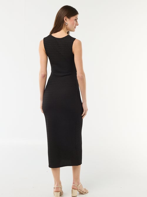 Lange gedrapeerde en gewafelde jurk - Kiabi