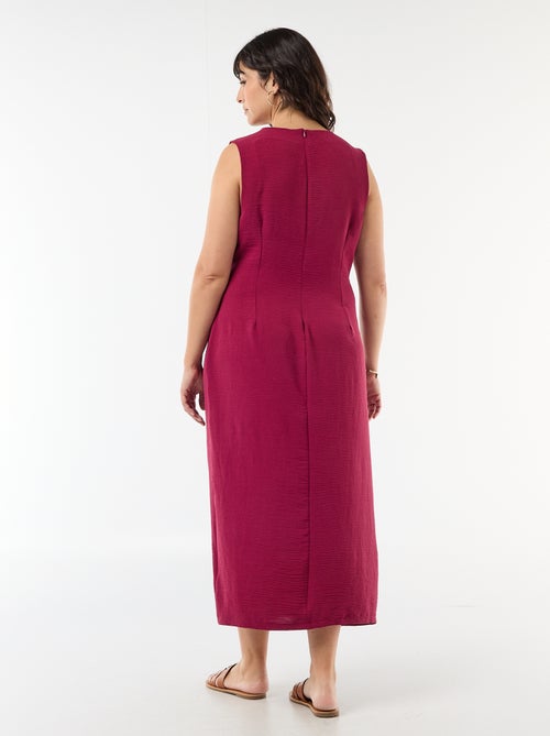 Lange gedrapeerde jurk met fantasiejuweel - Kiabi