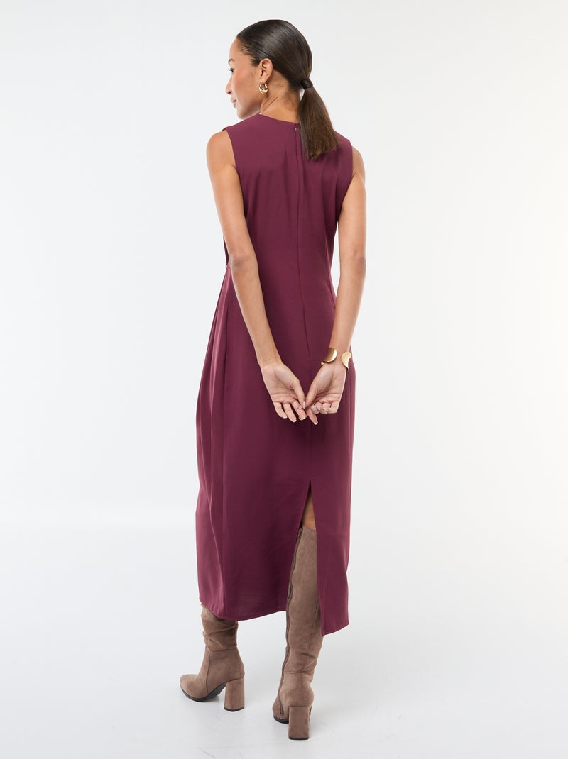 Lange gedrapeerde jurk met sieraad aan de taille Rood - Kiabi