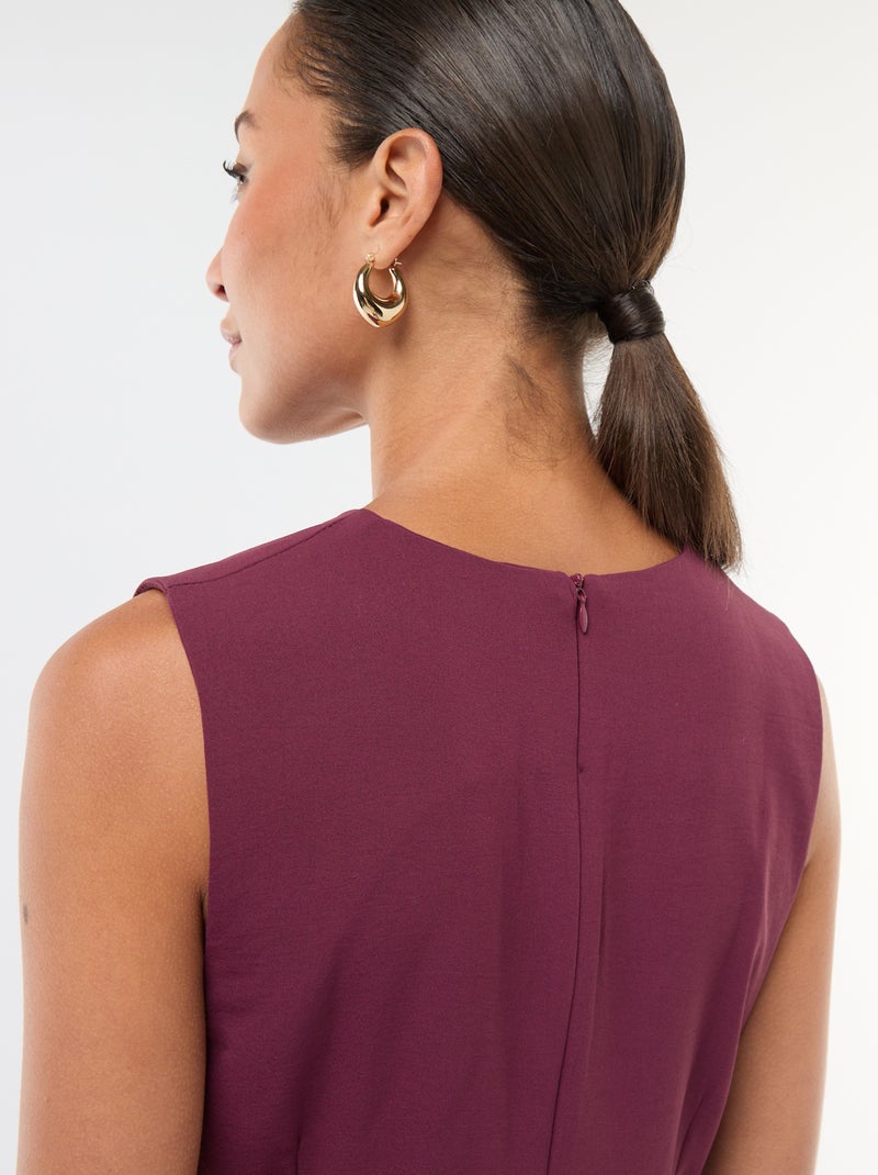 Lange gedrapeerde jurk met sieraad aan de taille Rood - Kiabi