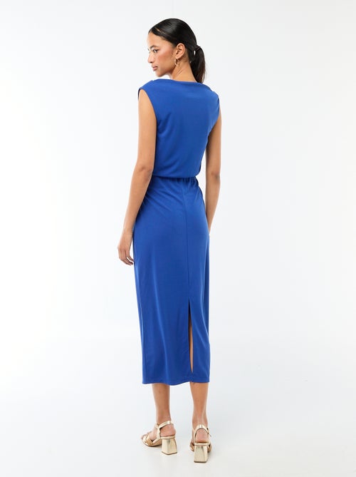 Lange gedrapeerde jurk met watervalhals - Kiabi