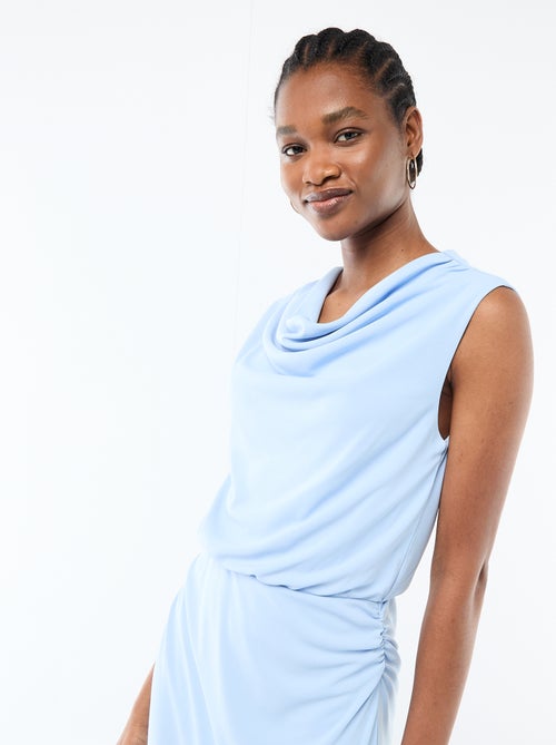 Lange gedrapeerde jurk met watervalhals - Kiabi