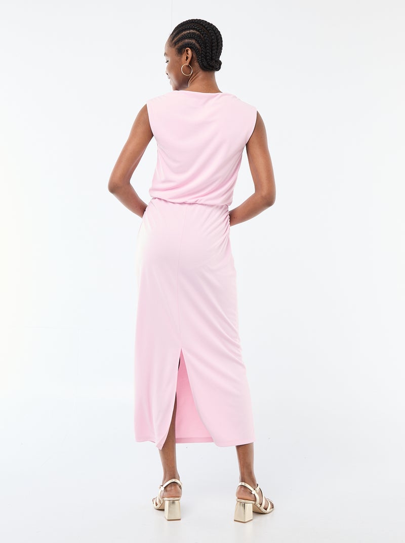 Lange gedrapeerde jurk met watervalhals Rose - Kiabi