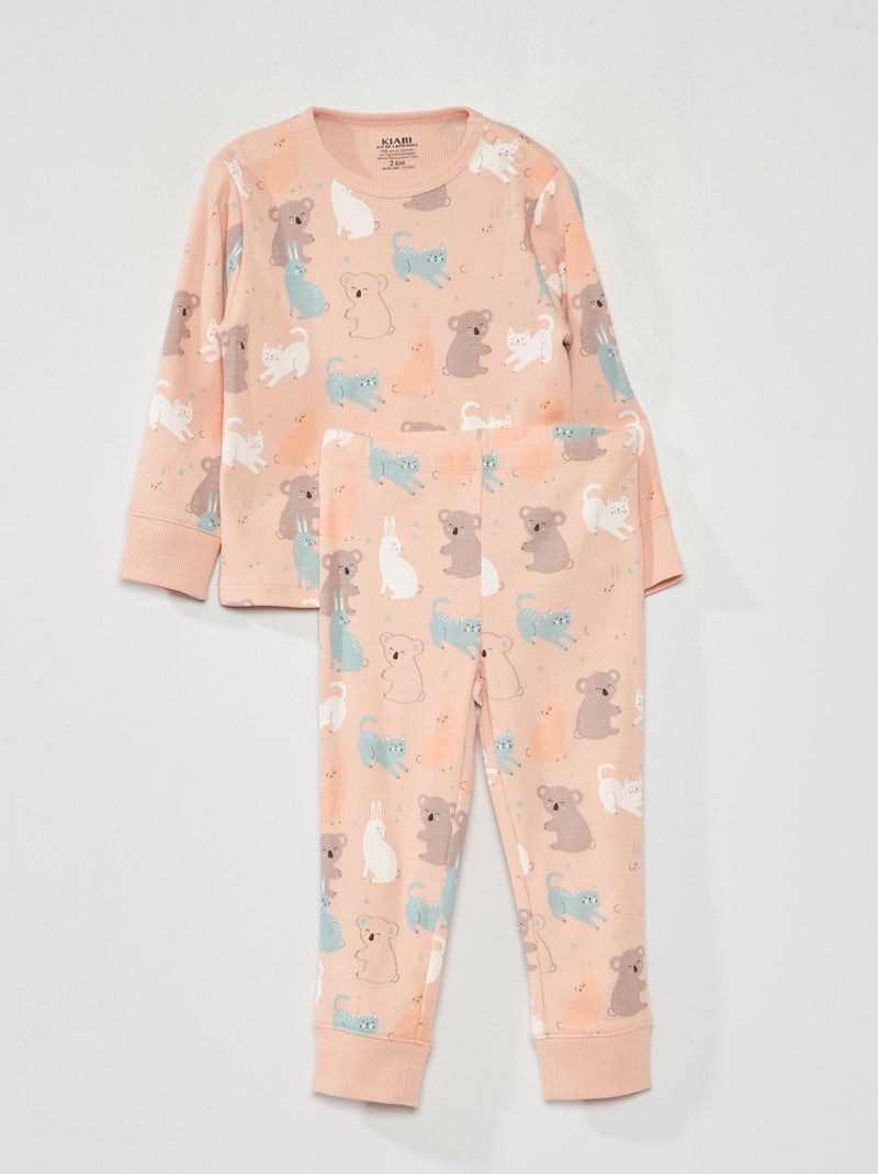 Lange geribde pyjama - 2-delig ROsE - Kiabi
