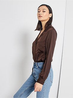 Lange, gesatineerde overhemdbloes - Kiabi