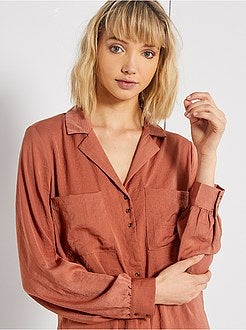 Lange, gesatineerde overhemdbloes - Kiabi