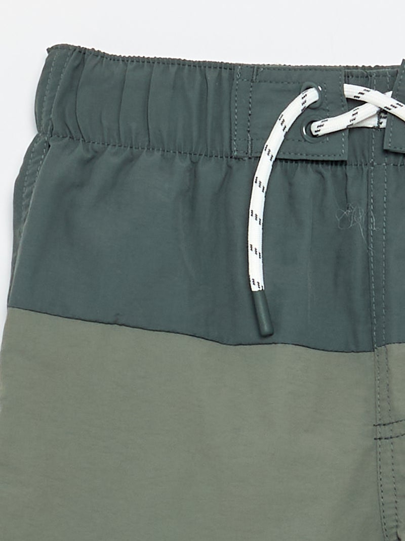 Lange gestreepte zwemshort Kaki - Kiabi