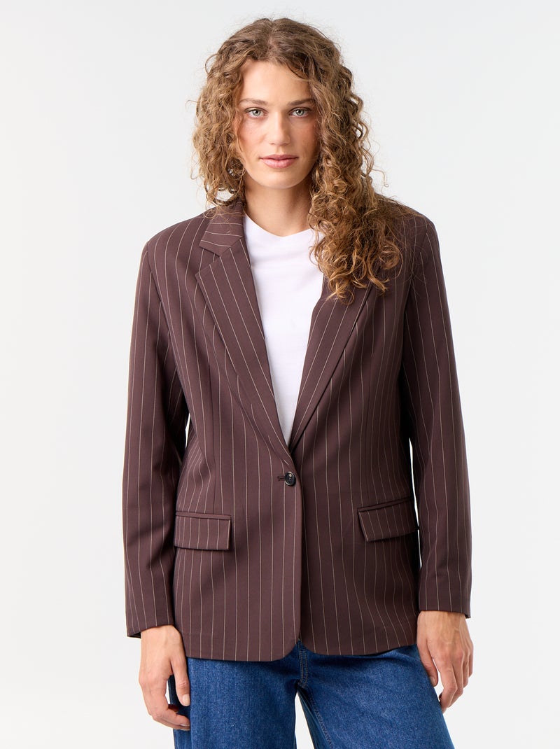 Lange getailleerde blazer Bruin - Kiabi