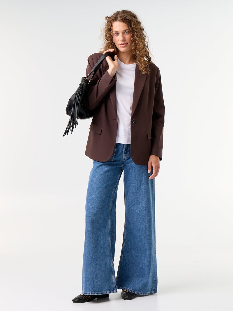 Lange getailleerde blazer Bruin - Kiabi