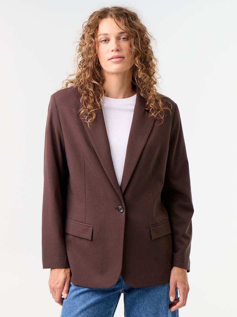 Lange getailleerde blazer Bruin - Kiabi