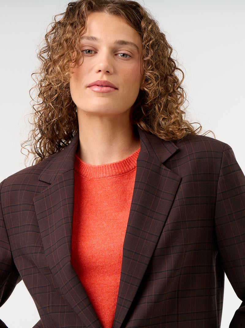 Lange getailleerde blazer Bruin - Kiabi