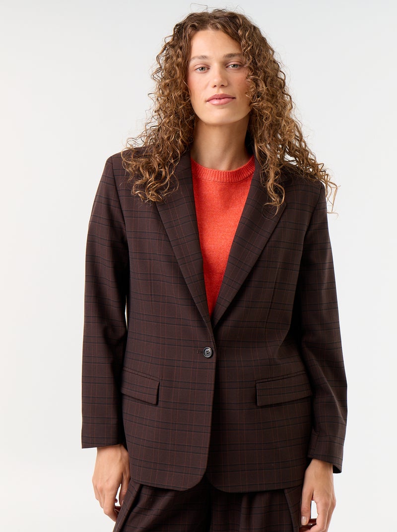 Lange getailleerde blazer Bruin - Kiabi