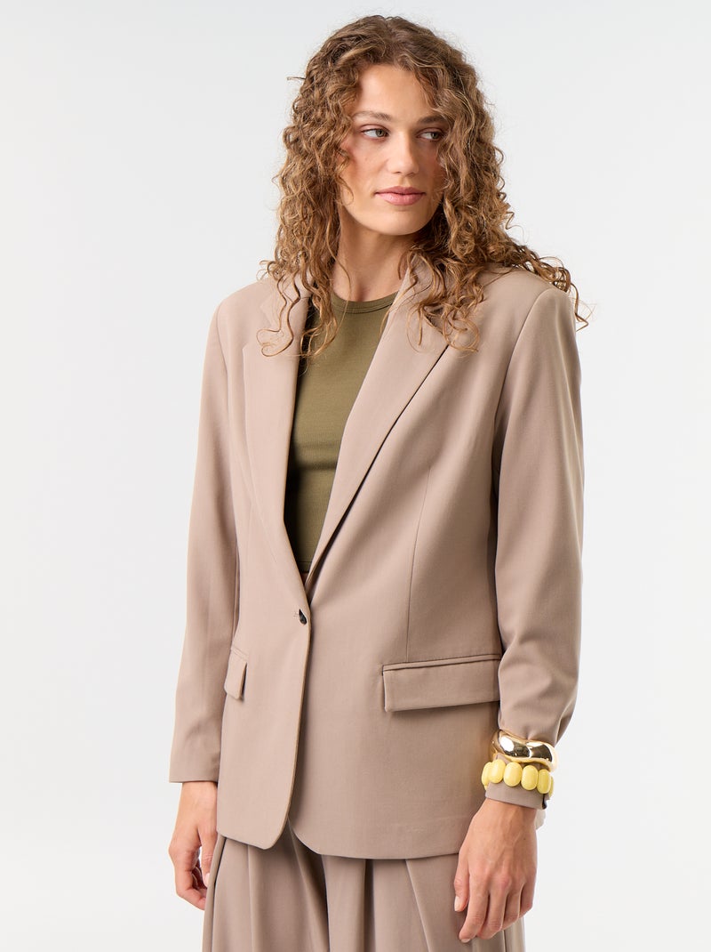 Lange getailleerde blazer Bruin - Kiabi