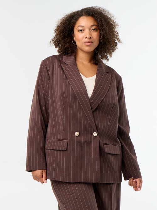 Lange getailleerde blazer met dubbele knoopsluiting - Kiabi