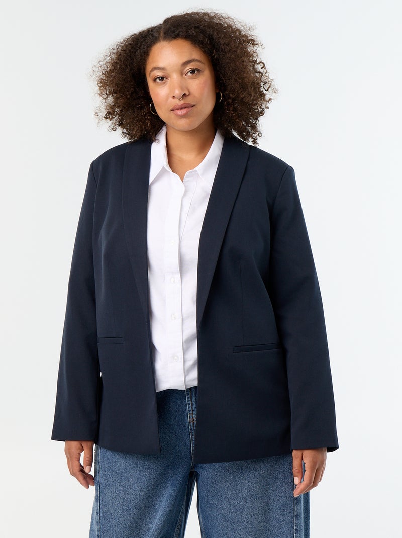 Lange getailleerde jas Blauw - Kiabi
