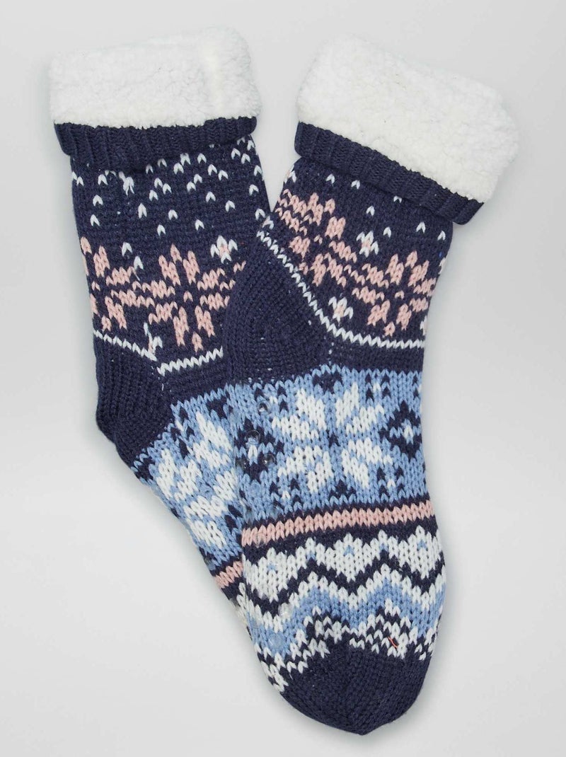 Lange, gevoerde sokken BLAUW - Kiabi
