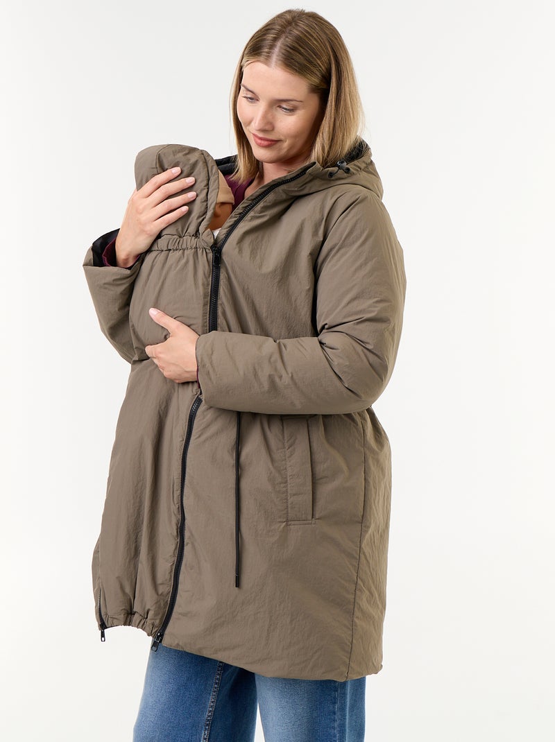 Lange gewatteerde parka met capuchon Groen - Kiabi