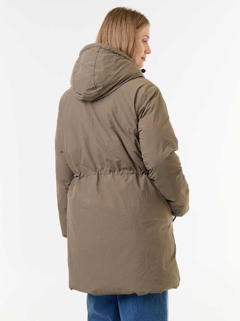 Lange gewatteerde parka met capuchon Groen - Kiabi