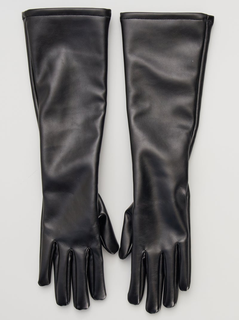 Lange handschoenen van imitatieleer zwart - Kiabi