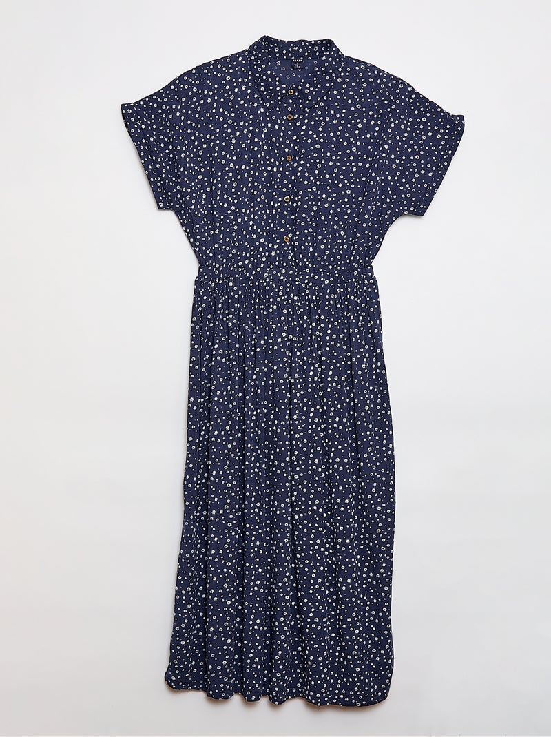 Lange hemdjurk met luipaardprint - So Easy Blauw - Kiabi