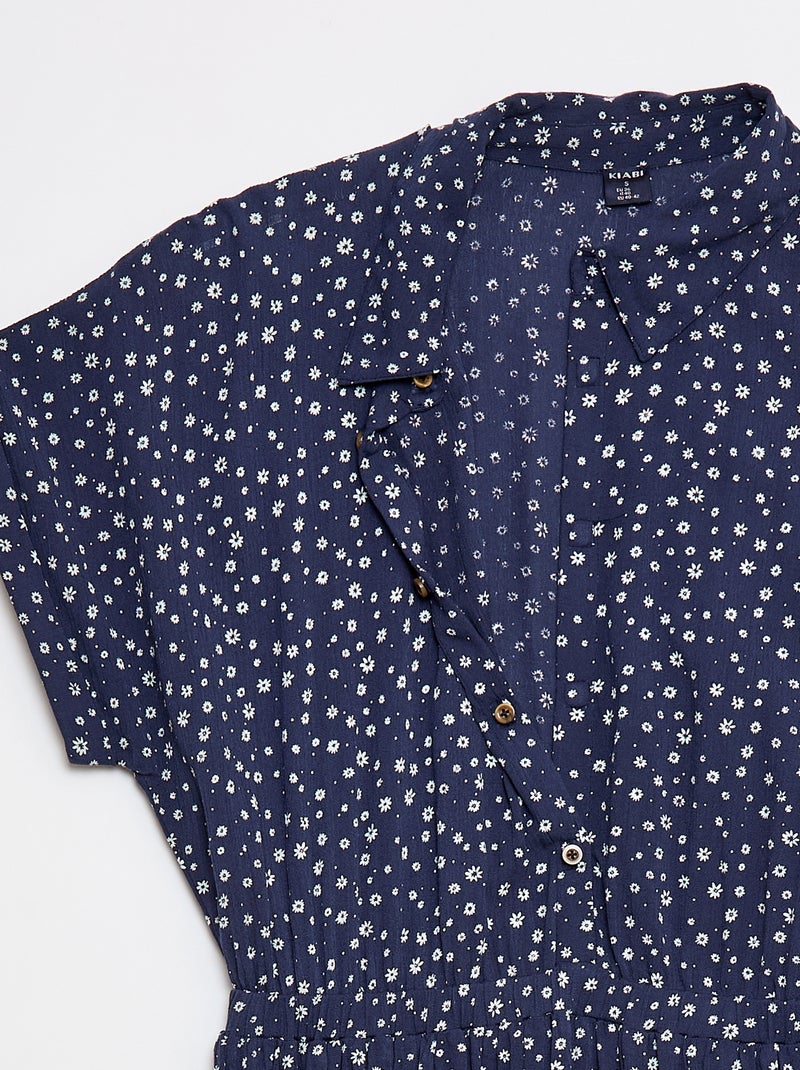 Lange hemdjurk met luipaardprint - So Easy Blauw - Kiabi