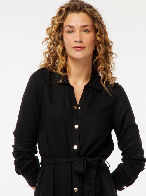 Lange hemdjurk met print en ceintuur - Kiabi