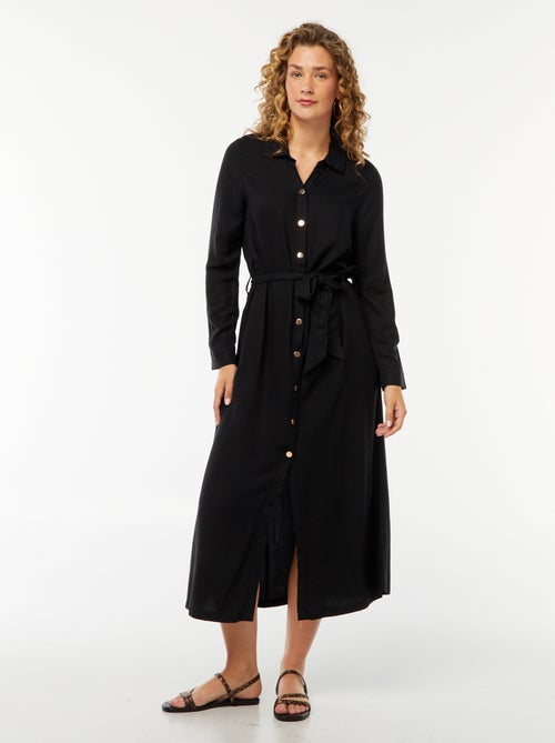 Lange hemdjurk met print en ceintuur - Kiabi