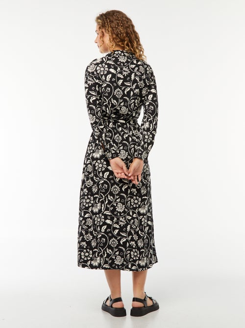 Lange hemdjurk met print en ceintuur - Kiabi