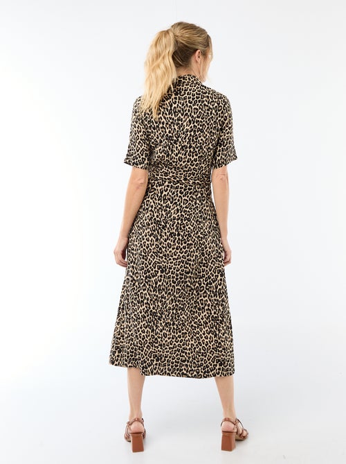 Lange hemdjurk met strikceintuur - Kiabi