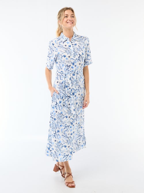 Lange hemdjurk met strikceintuur - Kiabi