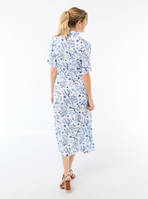 Lange hemdjurk met strikceintuur - Kiabi