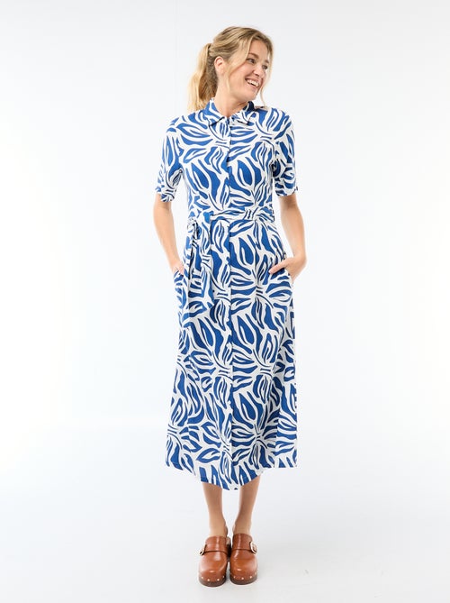 Lange hemdjurk met strikceintuur - Kiabi