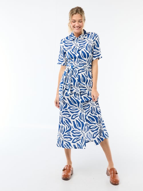 Lange hemdjurk met strikceintuur - Kiabi