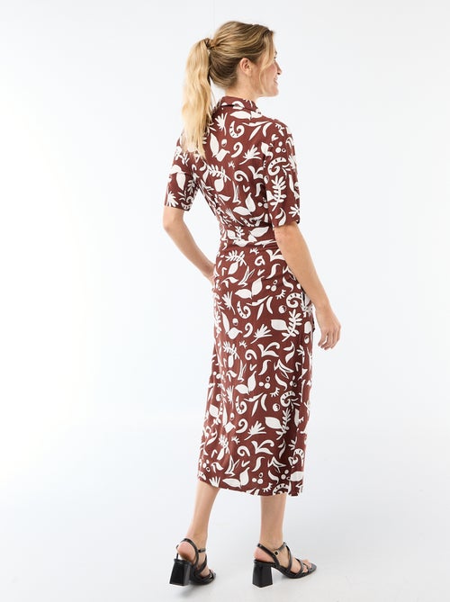 Lange hemdjurk met strikceintuur - Kiabi