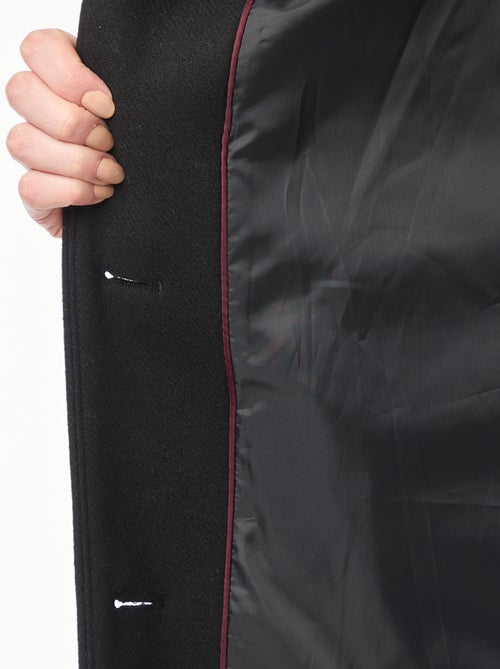 Lange jas met woleffect en ceintuur - Kiabi