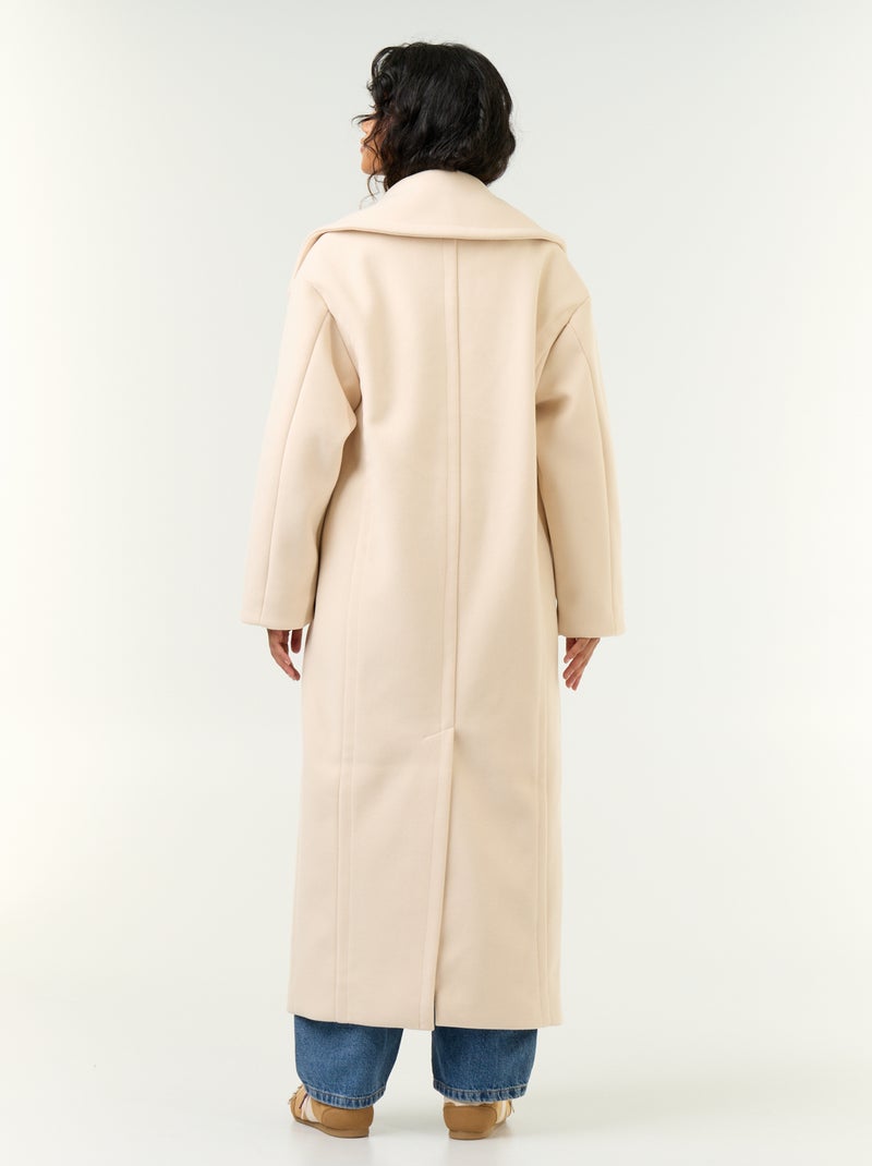Lange jas met wollook Biege - Kiabi