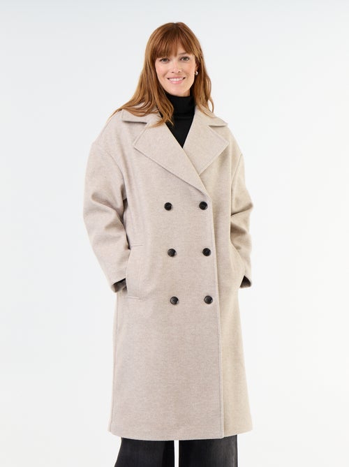 Lange jas met wollook en reverskraag - Kiabi