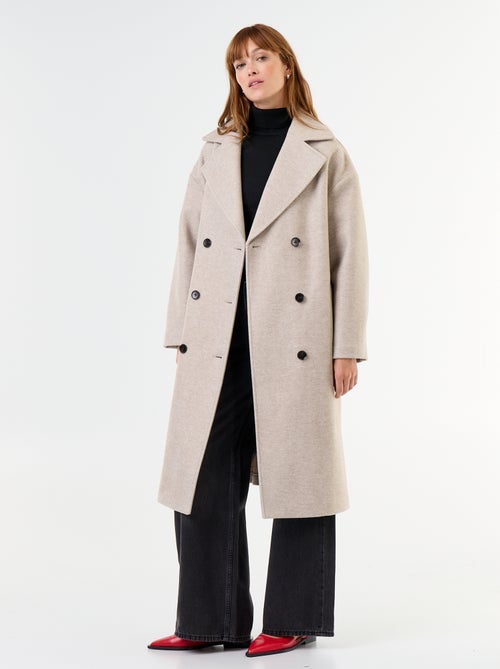 Lange jas met wollook en reverskraag - Kiabi