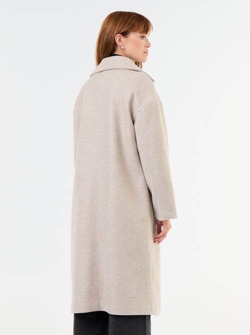 Lange jas met wollook en reverskraag - Kiabi