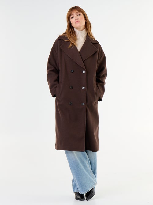 Lange jas met wollook en reverskraag - Kiabi